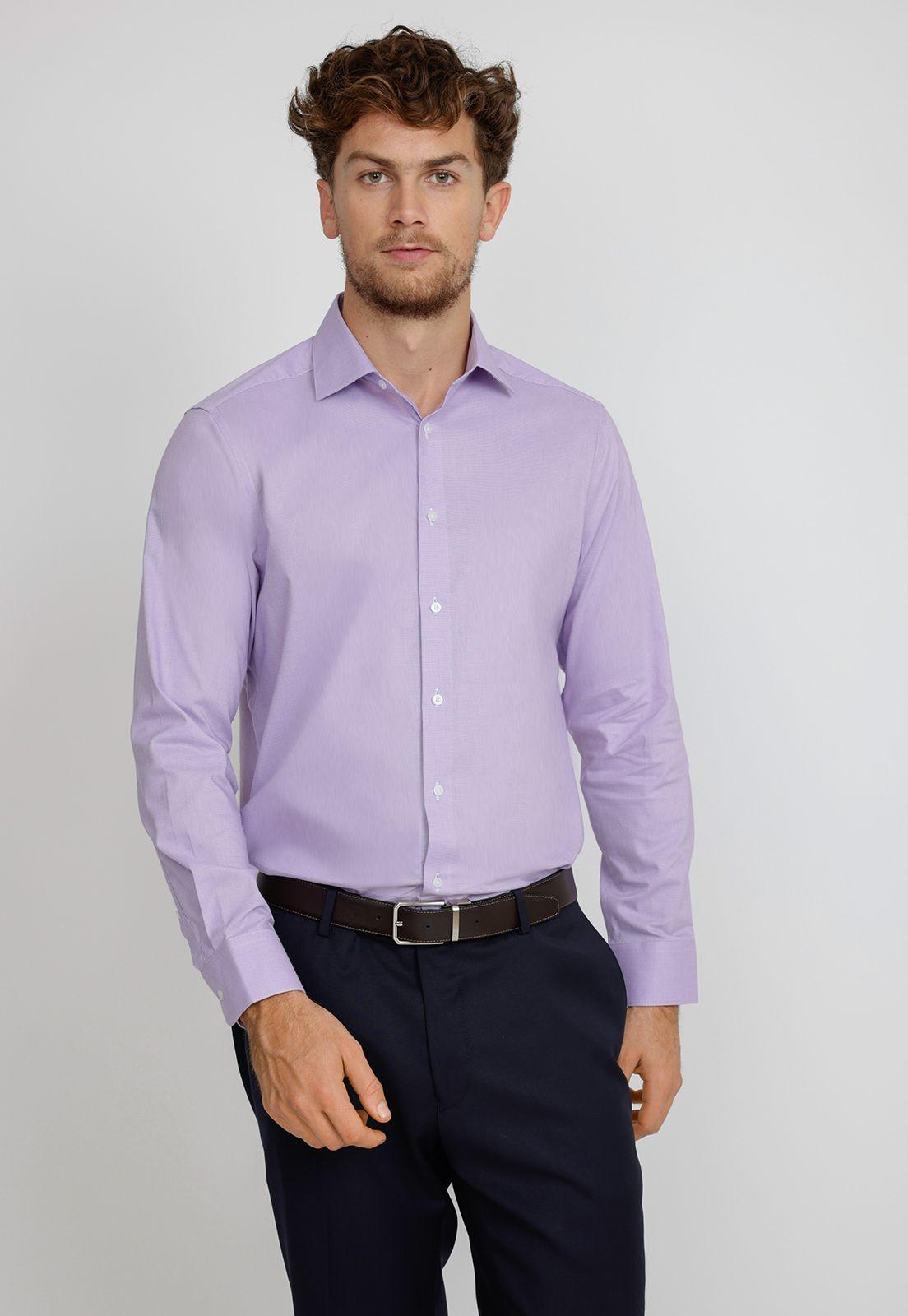 Camisa hombre formal microdiseño lila-0