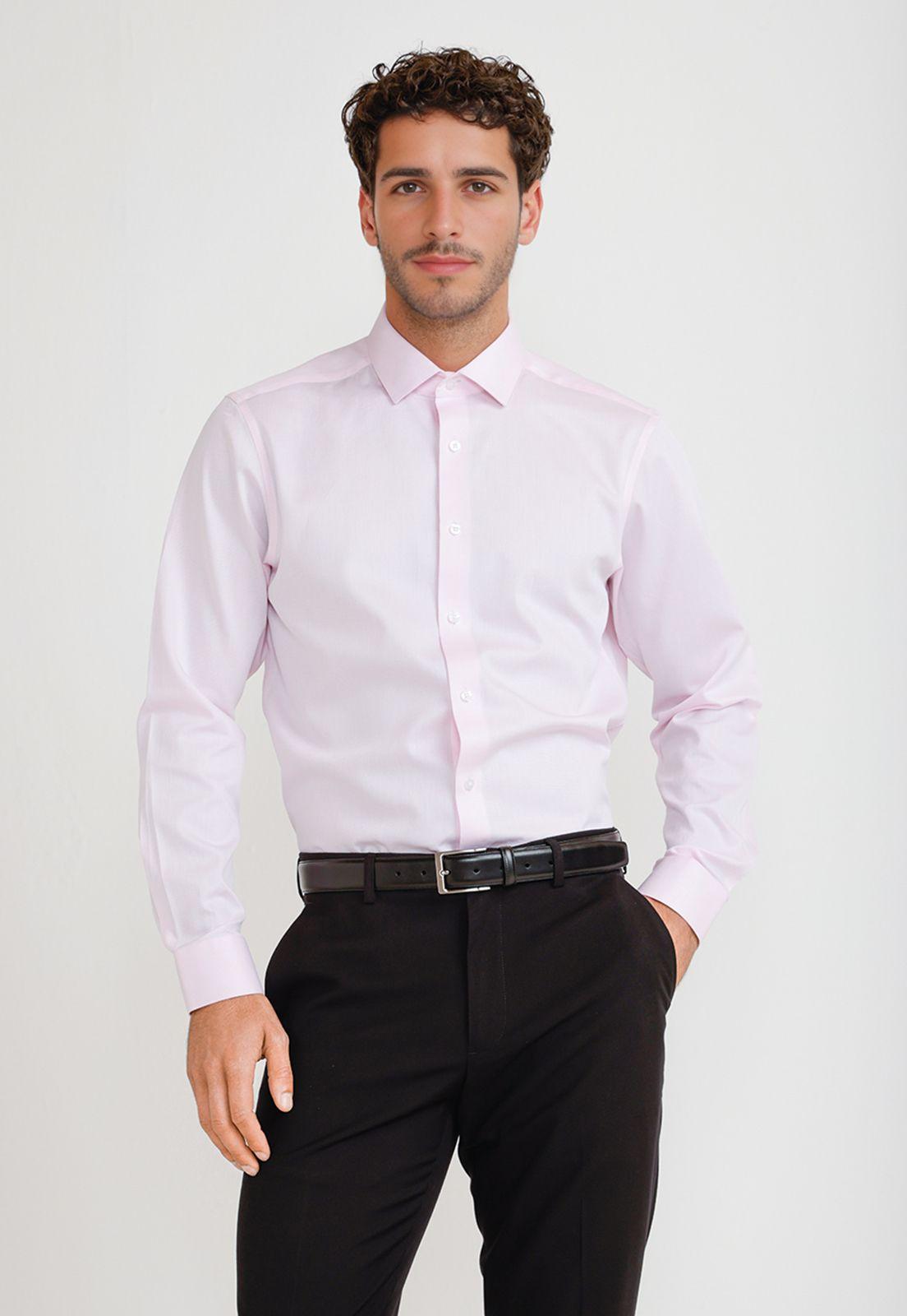 Camisa Hombre Formal Algodón Rosado-0