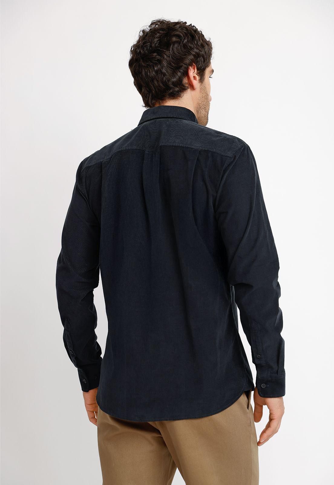 Camisa Cotelé ML Hombre Burgos Azul Marino-1