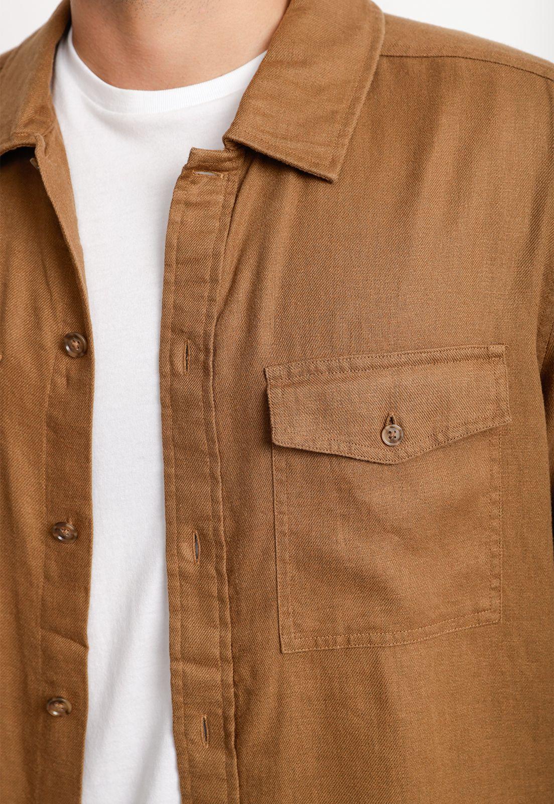 Sobrecamisa Hombre Lino Café-2