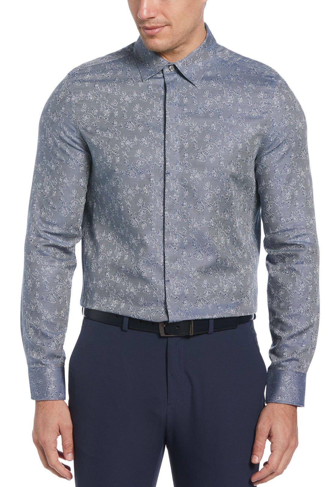 Camisa Casual Estampada Azul Piedra-0