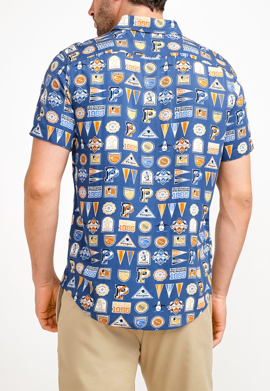 Camisa De Hombre Lenzing TM Ecovero Estampado Azul-1