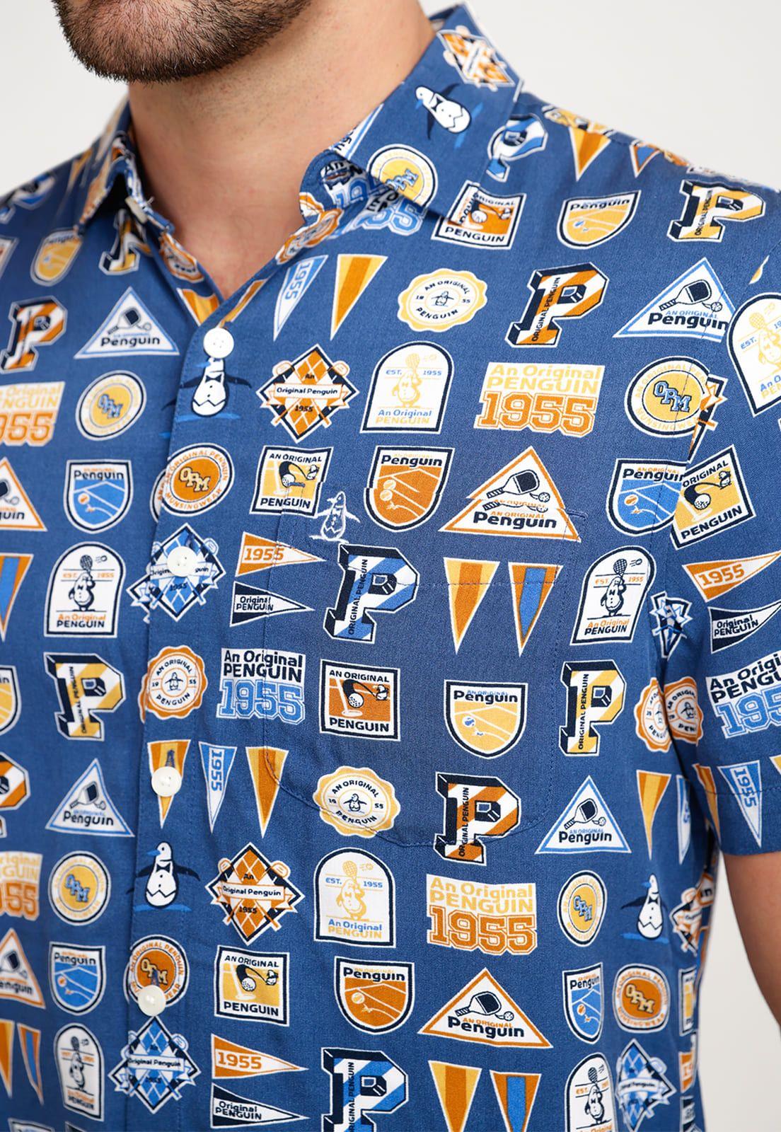 Camisa De Hombre Lenzing TM Ecovero Estampado Azul-3