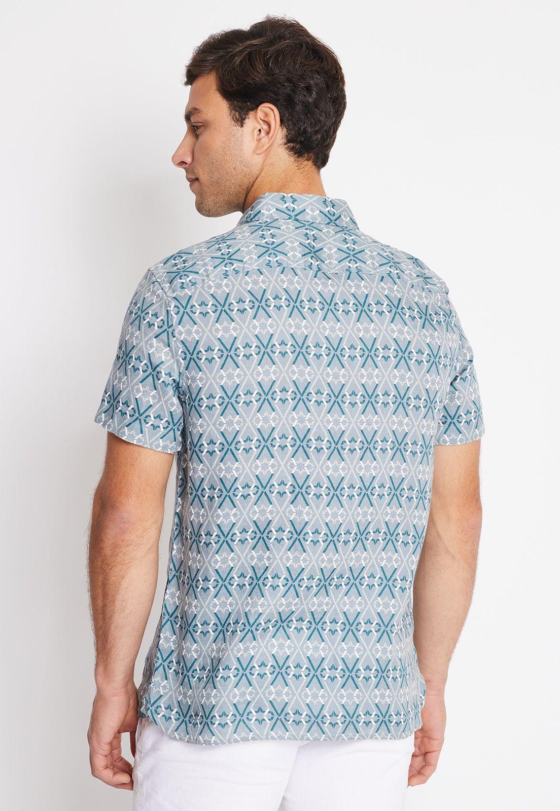Camisa Hombre Manga Corta Lino Estampada-1
