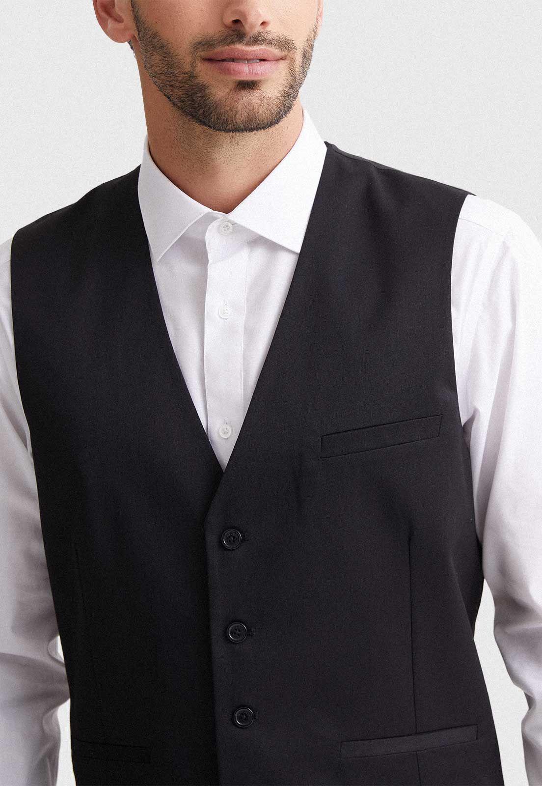 Gilet Formal Hombre Regular Twill Negro-2