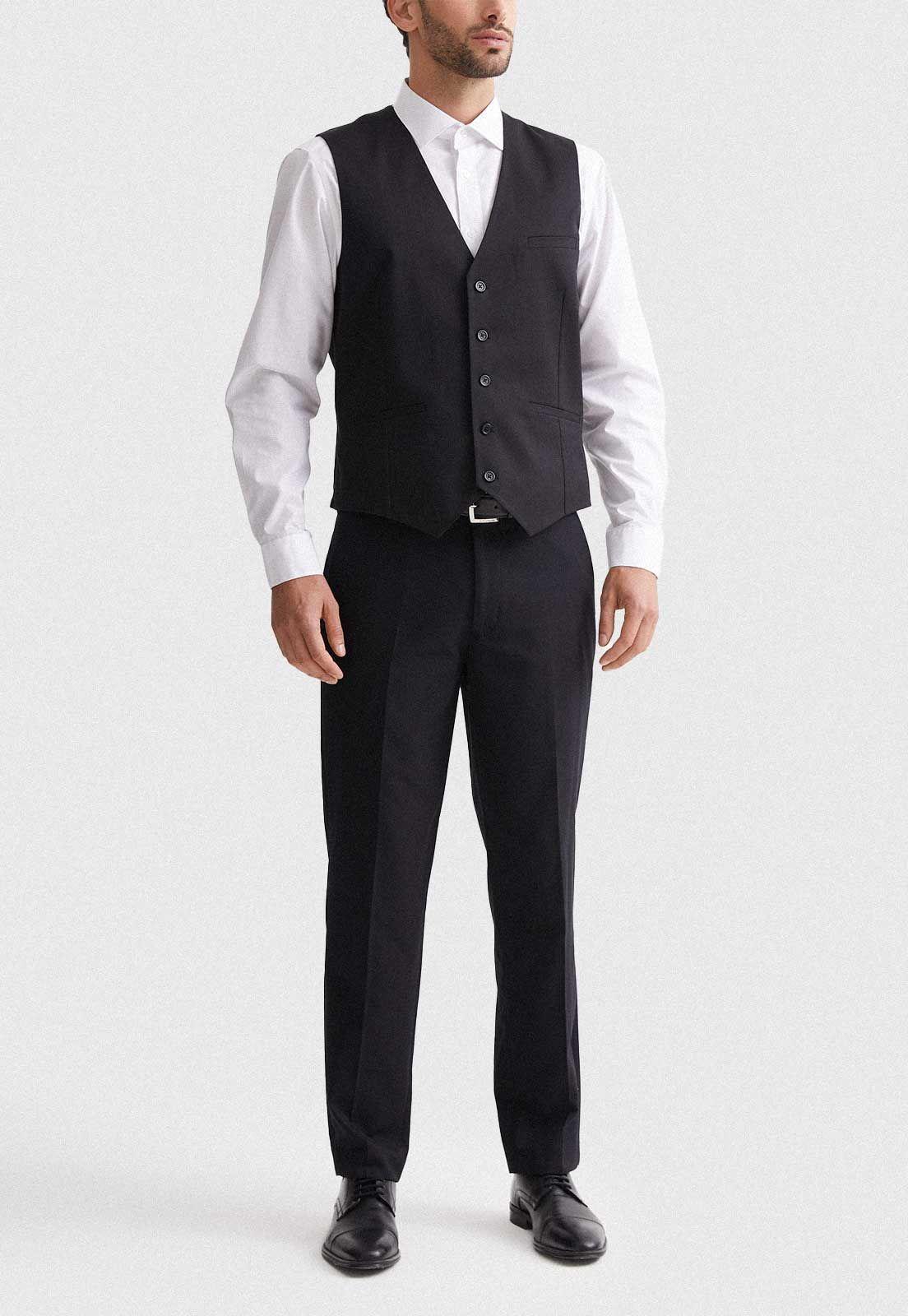Gilet Formal Hombre Regular Twill Negro-3
