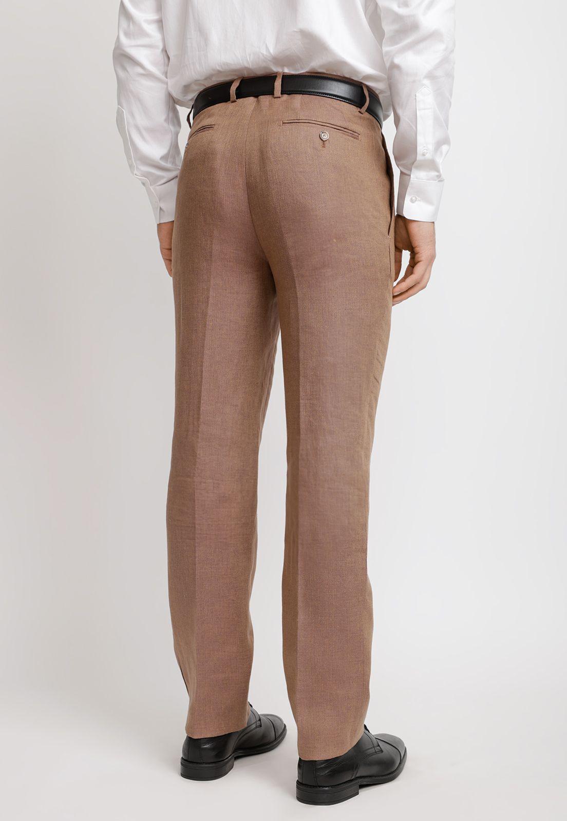 Pantalón Hombre Formal Lino Mix&Color Café-1