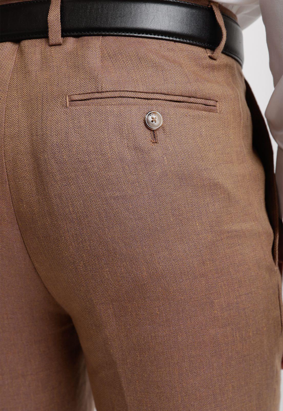 Pantalón Hombre Formal Lino Mix&Color Café-2