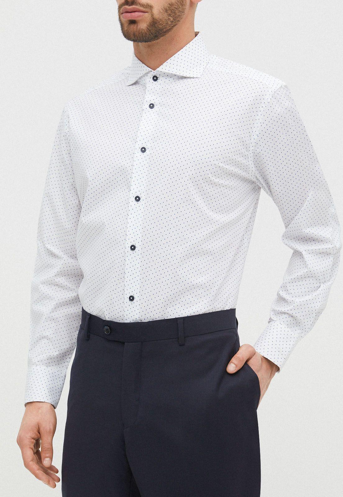 Camisa Dynamic Cuello Cut Away Blanco/Azul-2