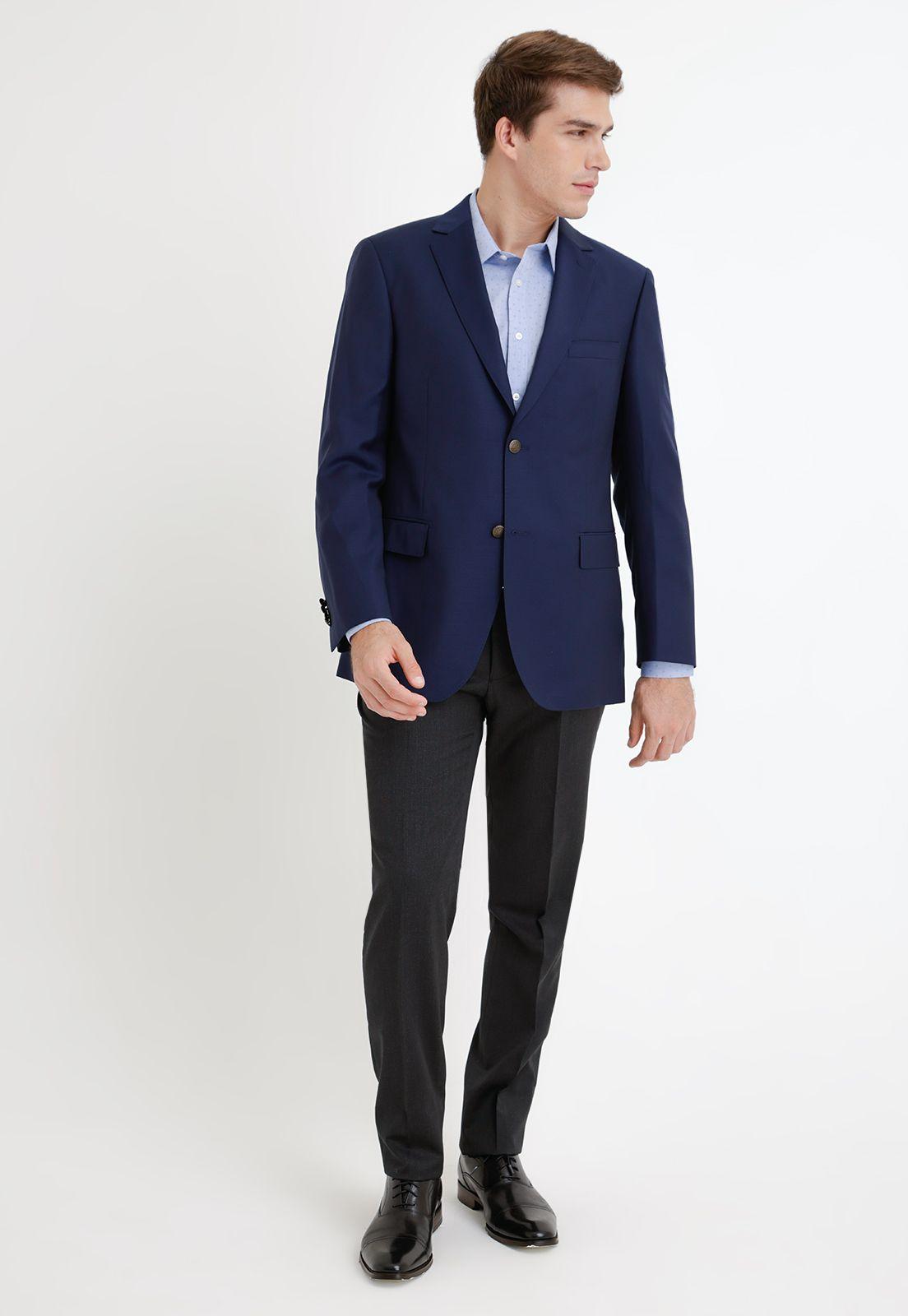 Chaqueta Formal Hombre Lana S100'S Liso Slim Mix&Color Azul-3