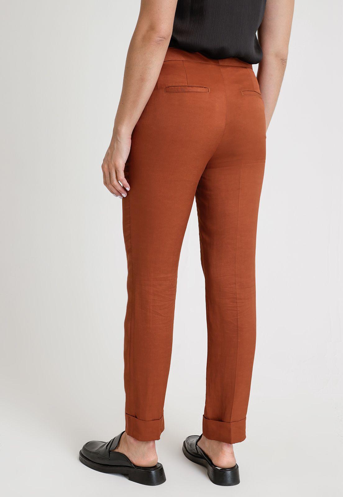 Pantalón De Mujer Ceitán Mezcla De Lino Color Tostado-1