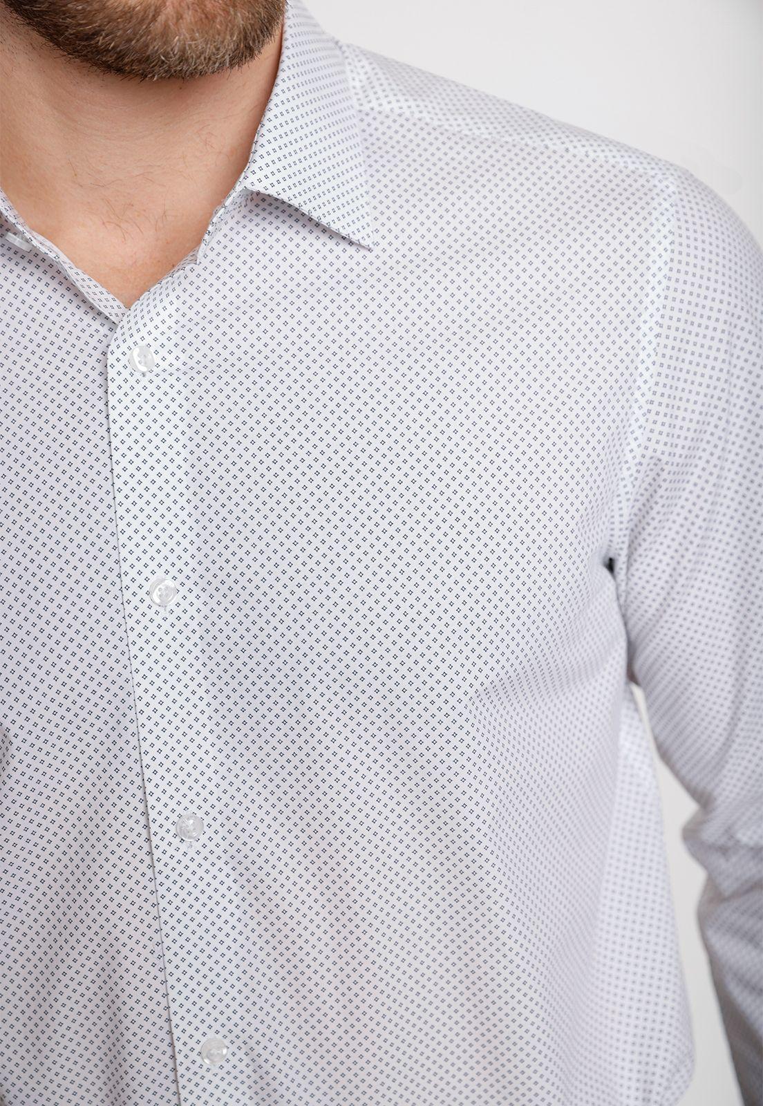 Camisa Formal Hombre Algodón Fantasía Slim Classic Blanco-2