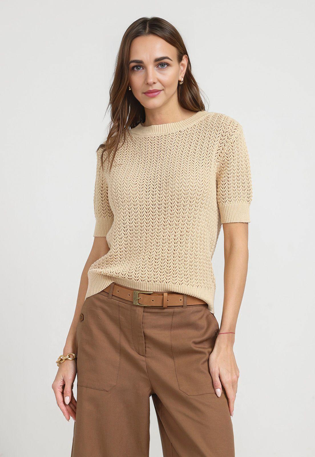 Tejido Mujer Pia Algodón Arena-0