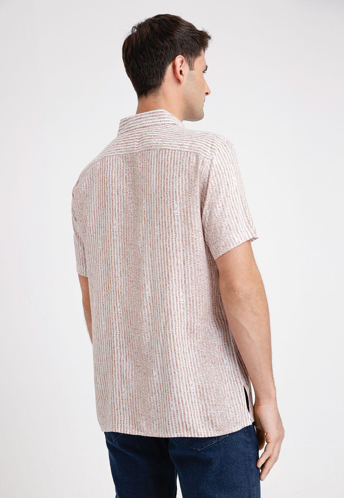 Camisa Hombre Manga Corta Estampada Terracota-1