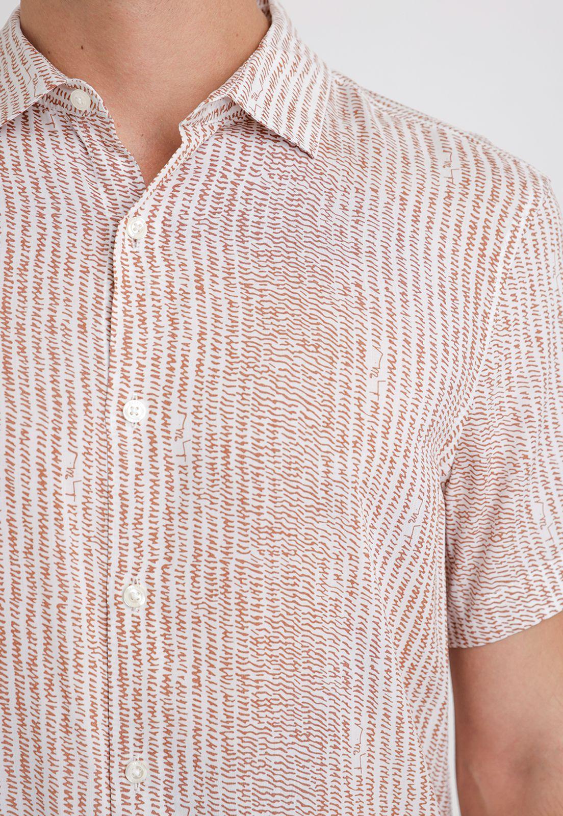 Camisa Hombre Manga Corta Estampada Terracota-2