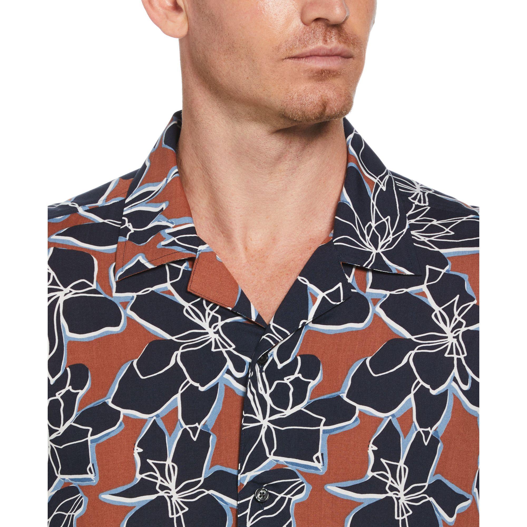 Camisa Hombre Manga Corta Estampada Terracota 4JRW7016-2