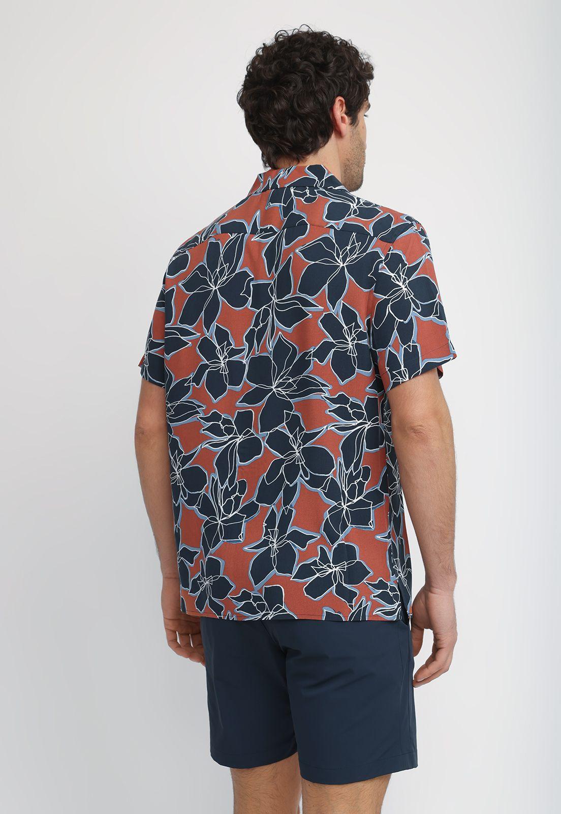Camisa Hombre Manga Corta Estampada Terracota-1
