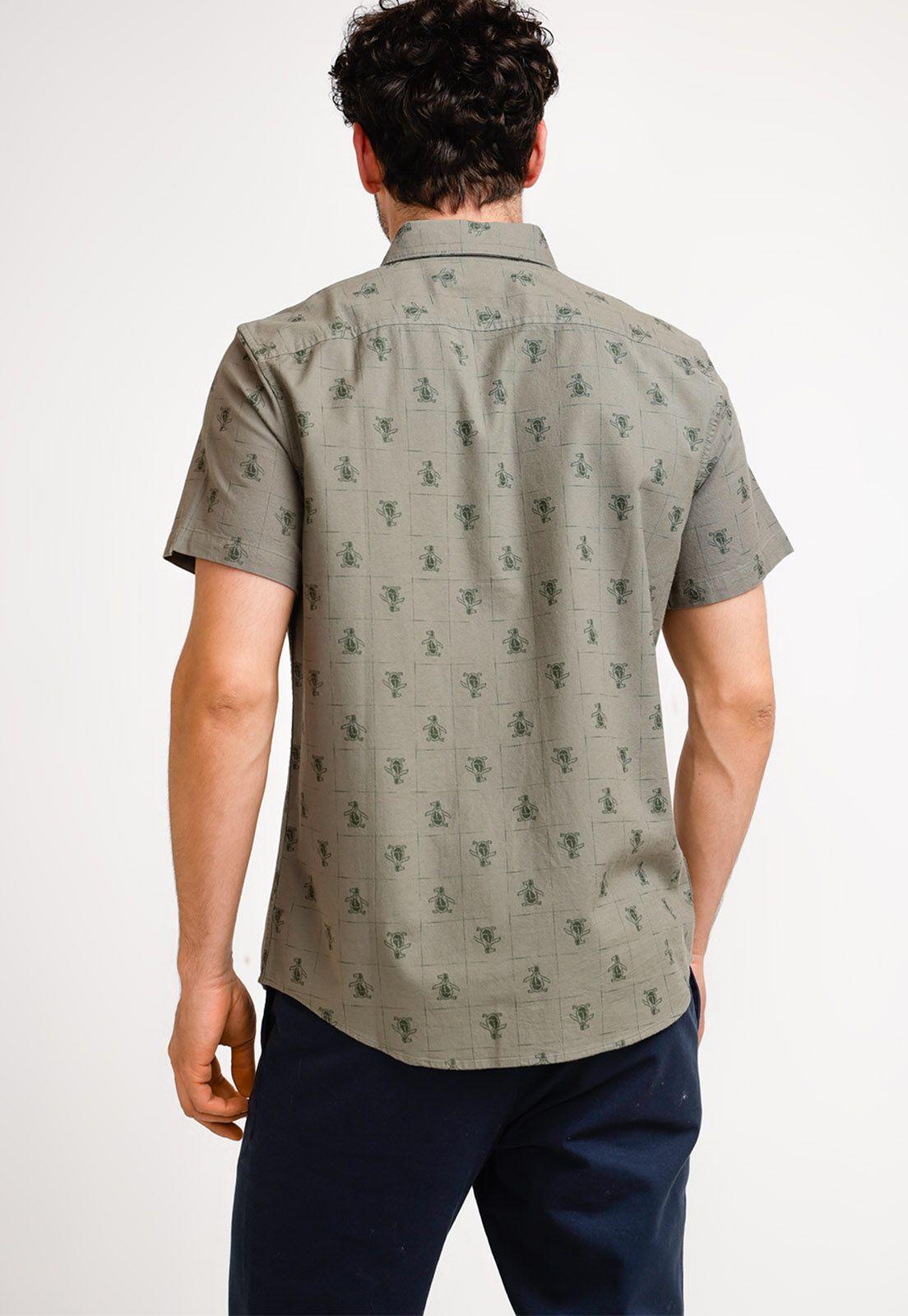 Camisa De Hombre Algodón Estampado Militar-1