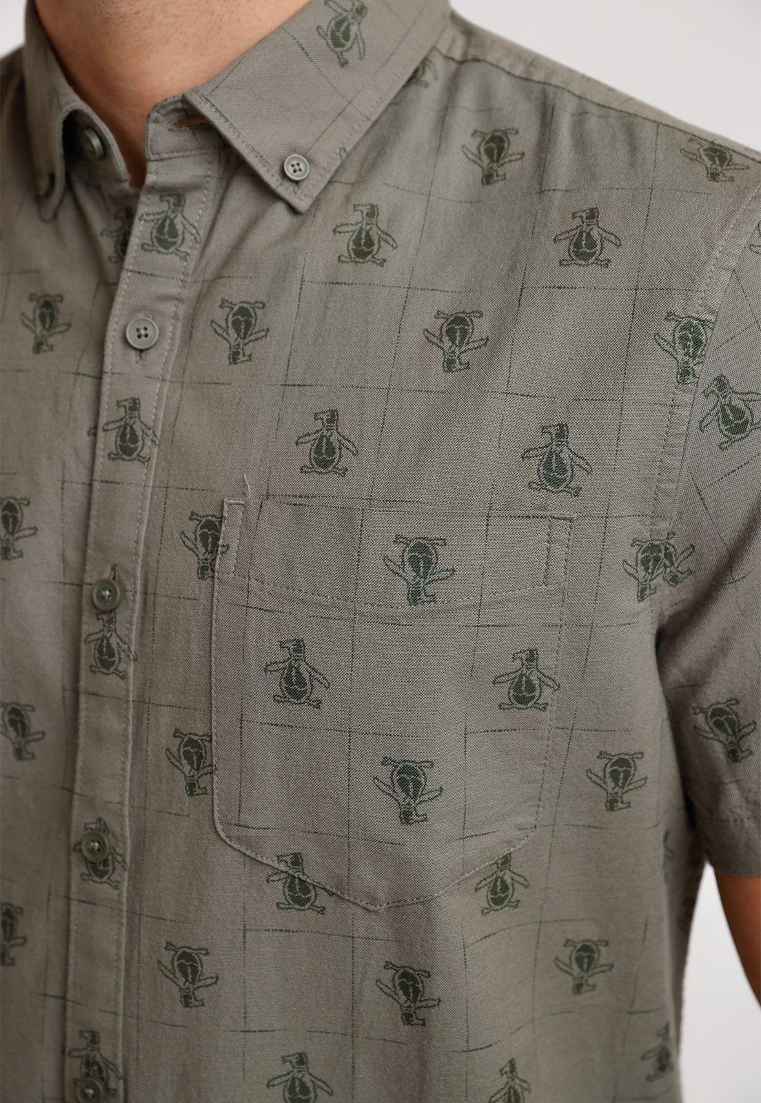 Camisa De Hombre Algodón Estampado Militar-2