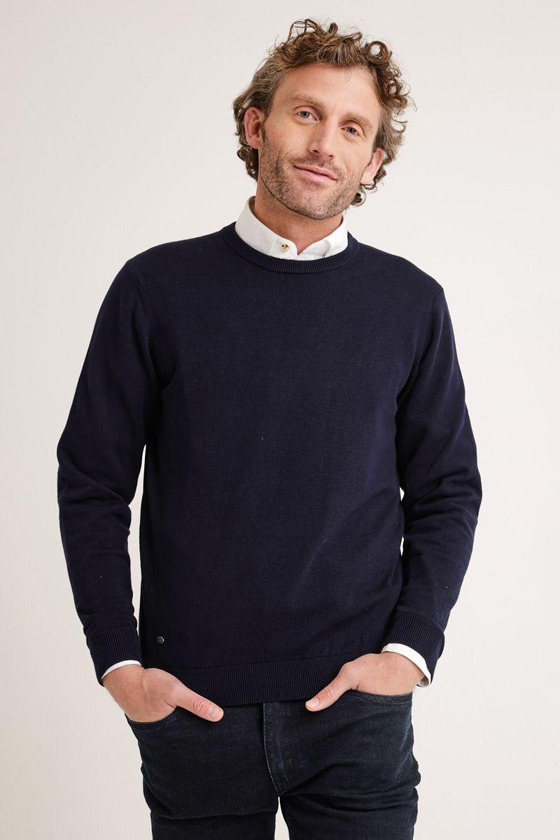 Sweater Hombre Algodón Slim Liso Phelps Azul Marino-0