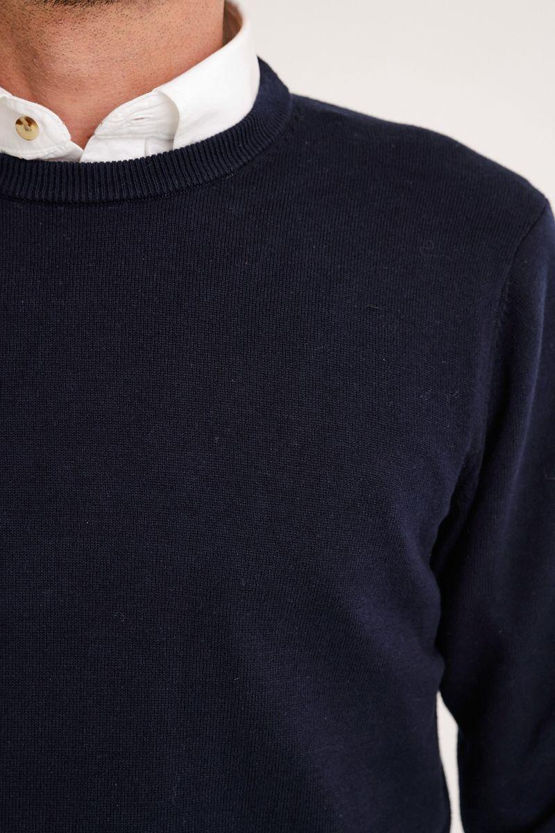 Sweater Hombre Algodón Slim Liso Phelps Azul Marino-2