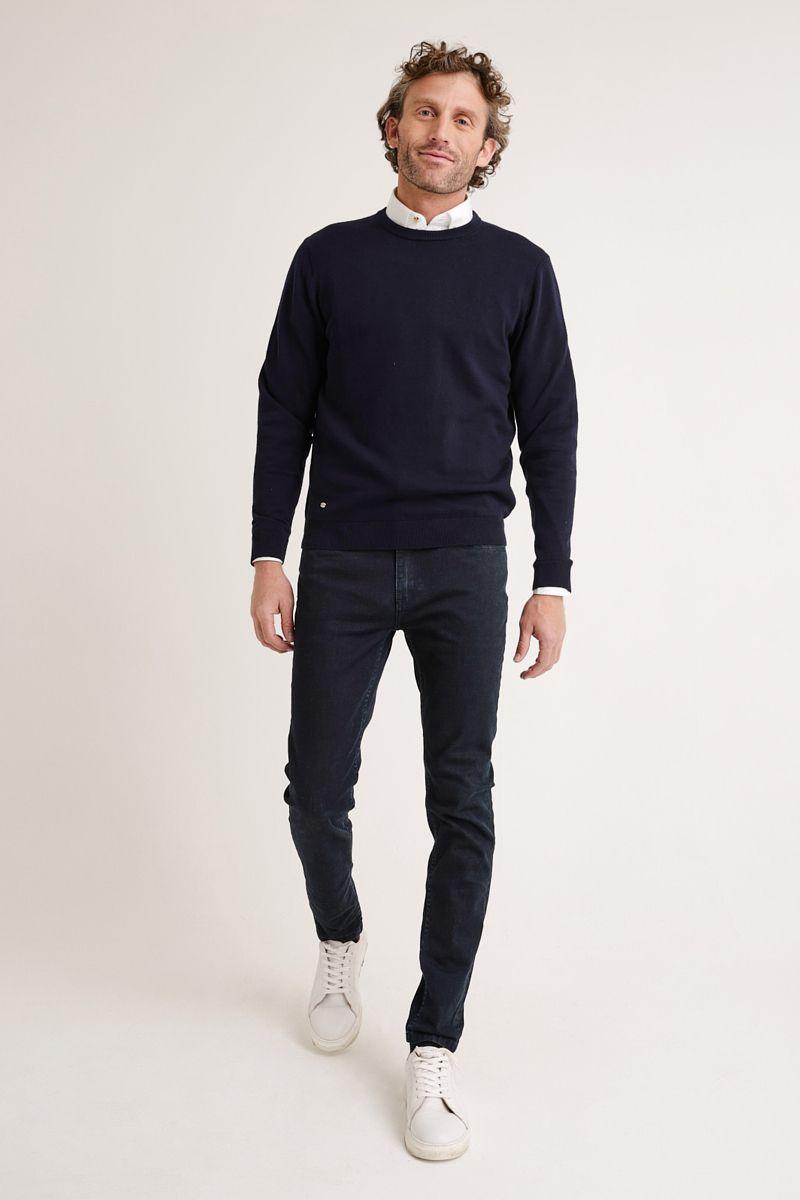 Sweater Hombre Algodón Slim Liso Phelps Azul Marino-3