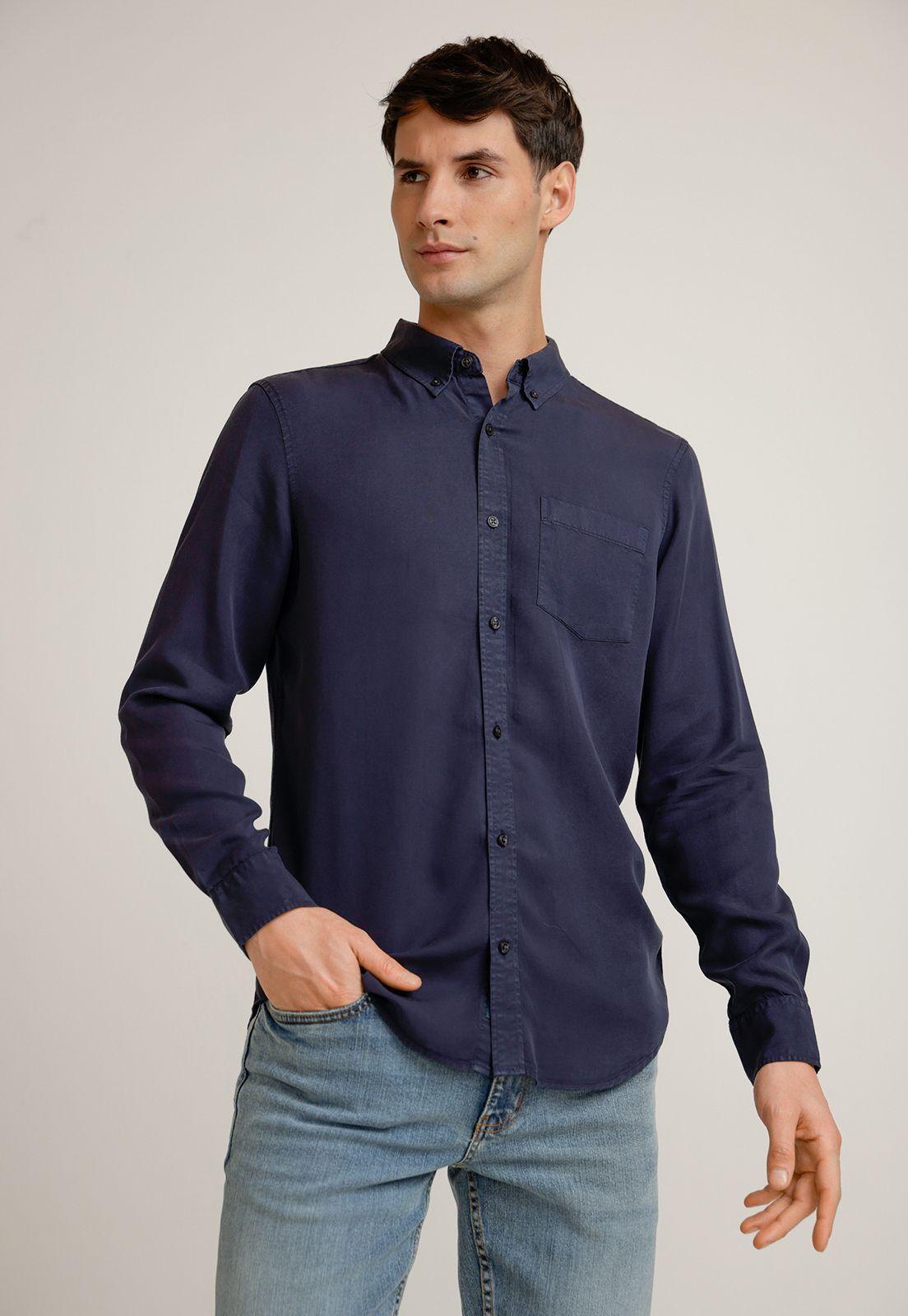 Camisa Hombre Manga Larga Lyocell Navy-0