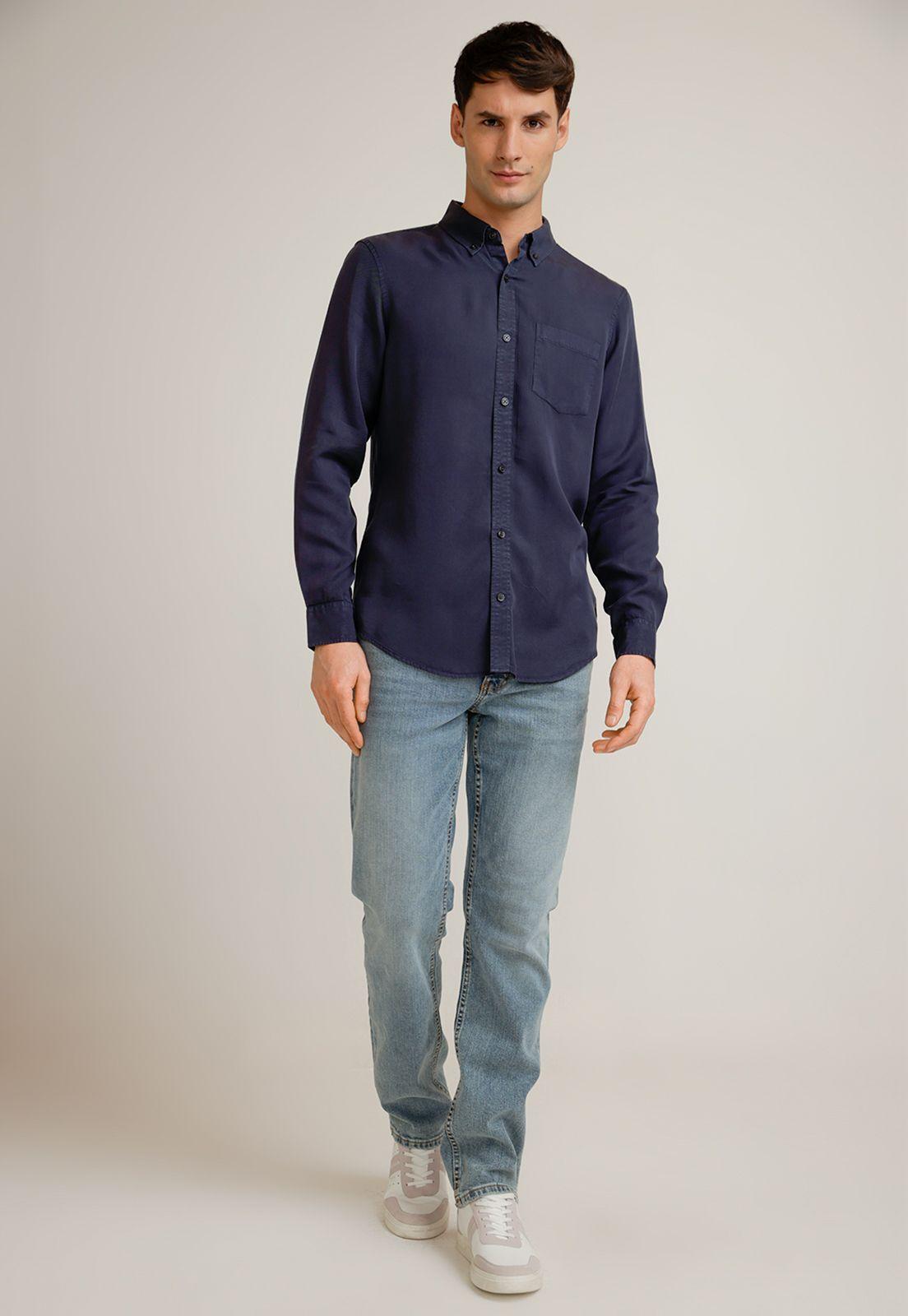 Camisa Hombre Manga Larga Lyocell Navy-3