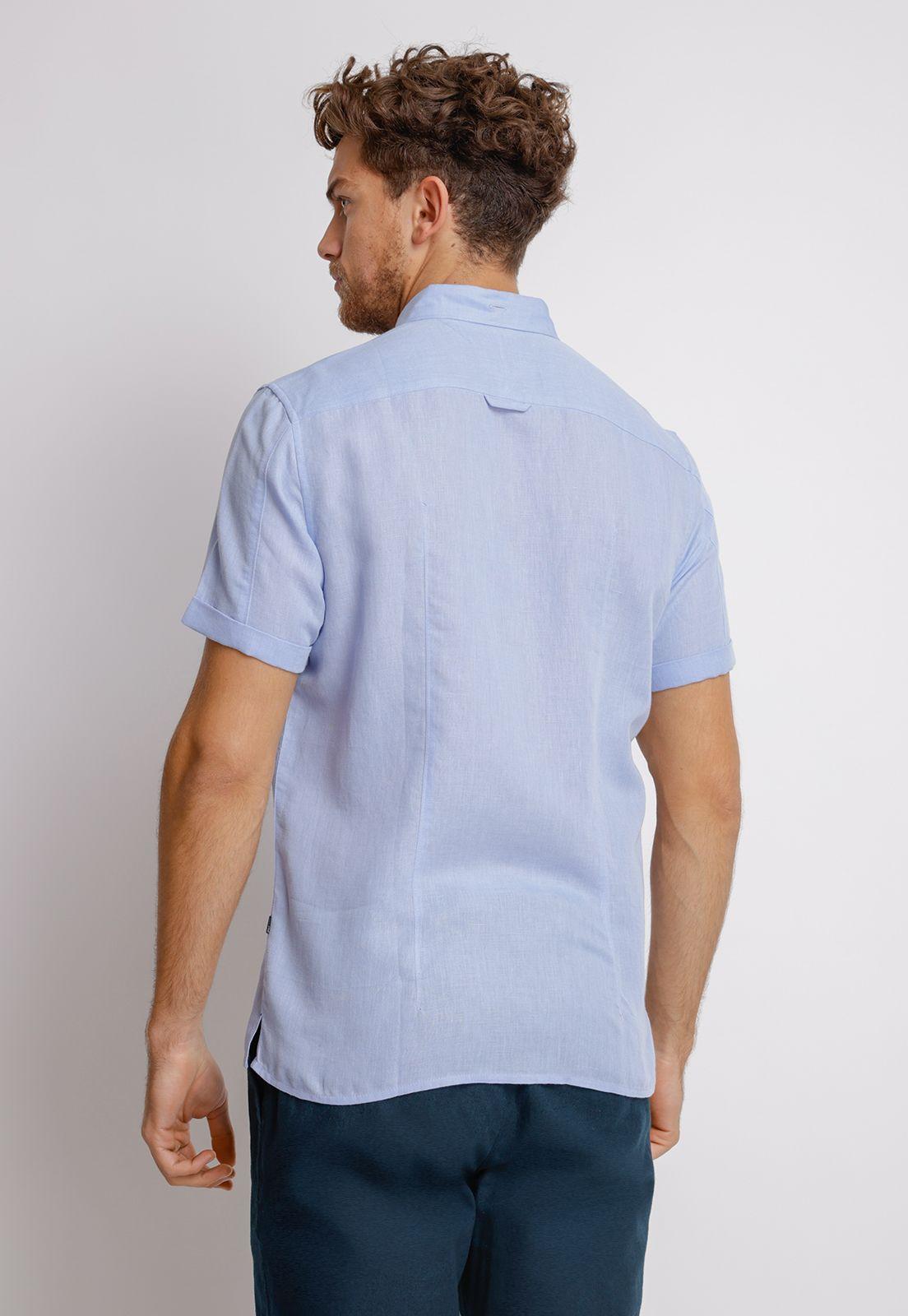 Camisa Manga Corta hombre Slim Fit Boris Algodón Celeste-1