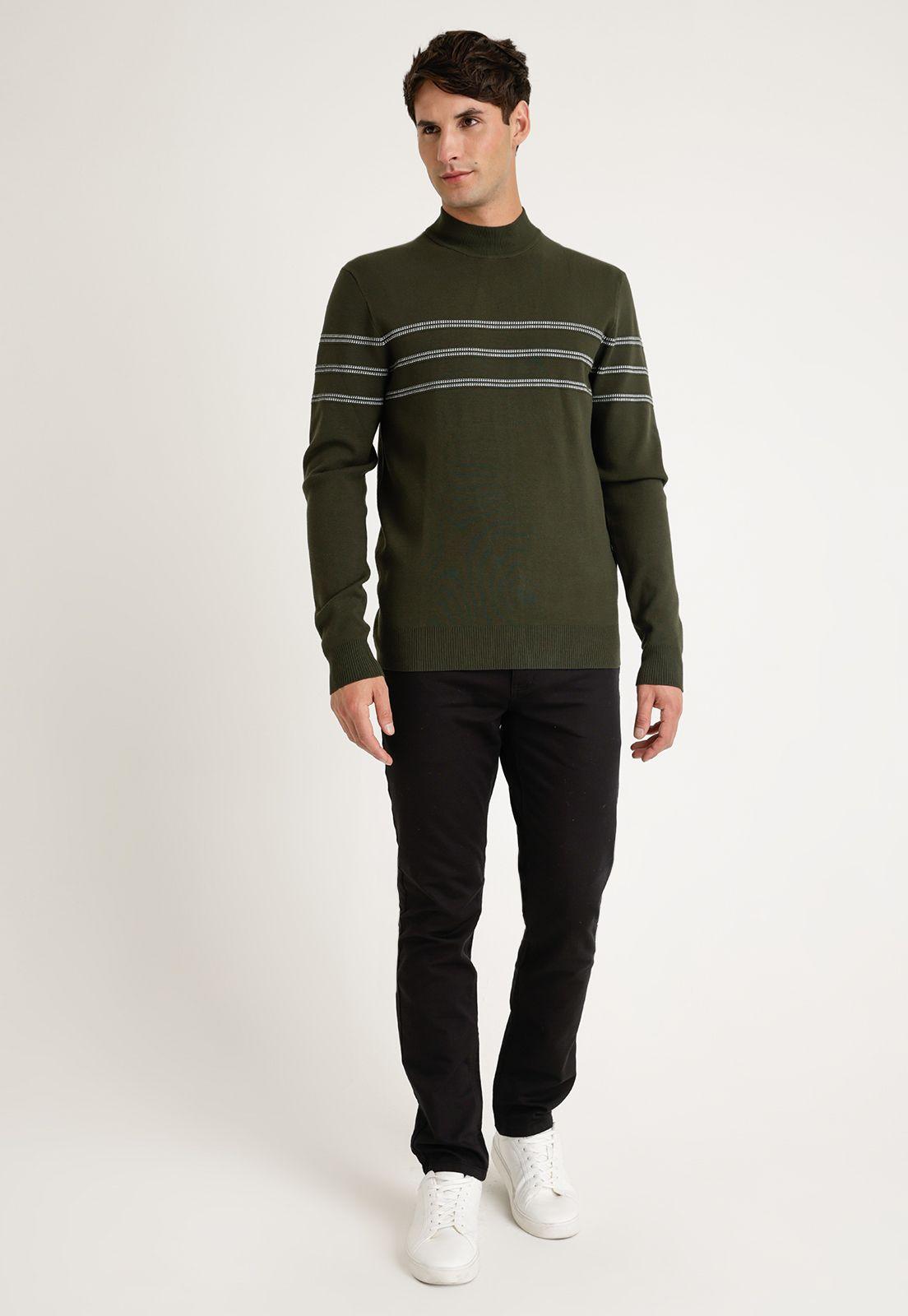 Sweater Hombre Cuello Alto Verde Oscuro-3