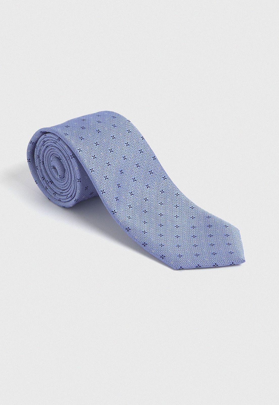 Corbata Formal Hombre Seda Diseño Travel Celeste-2