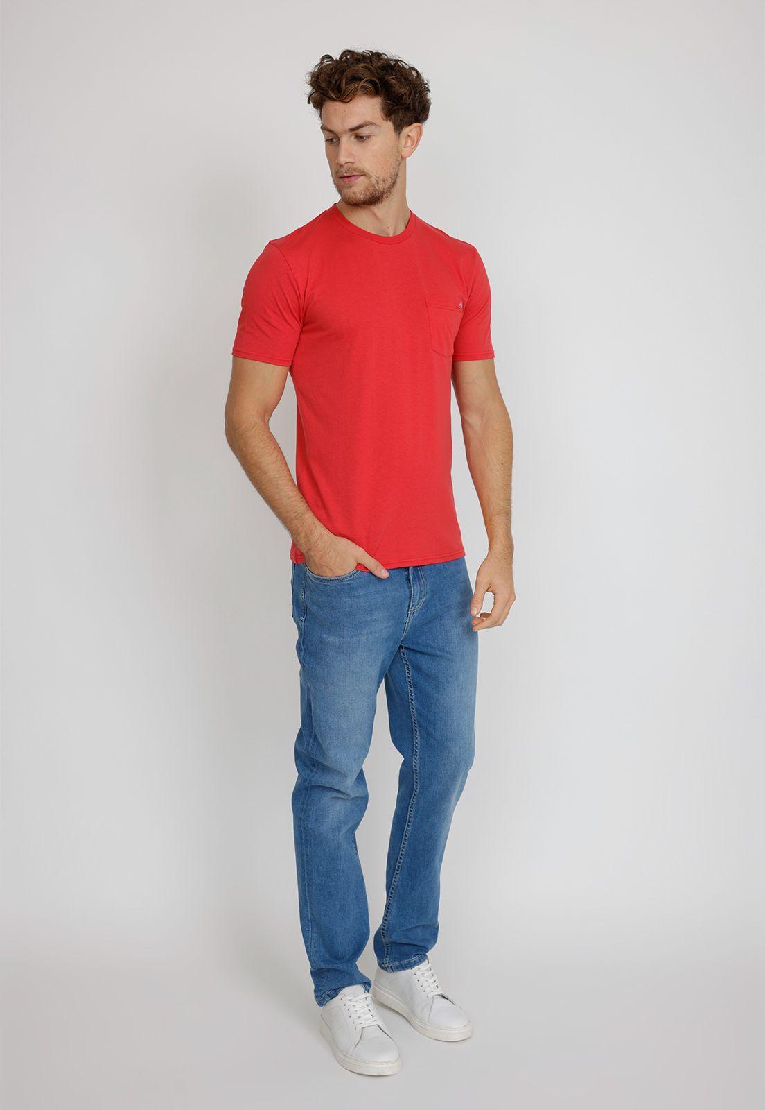 Polera Manga Corta Hombre Slim Fit Marcus Algodón Rojo-3