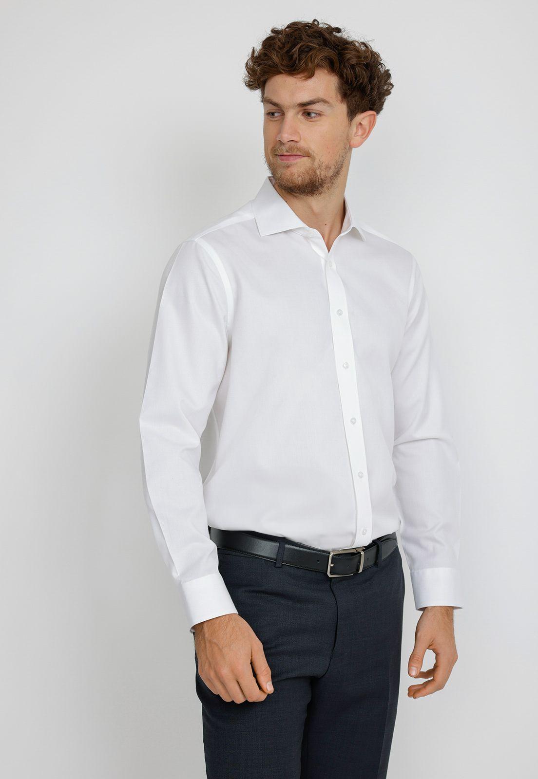 Camisa hombre formal microdiseño blanco-0