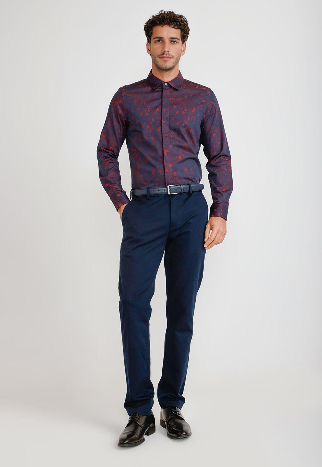 Camisa Hombre Jacquard Navy Jacquard Shirt-3
