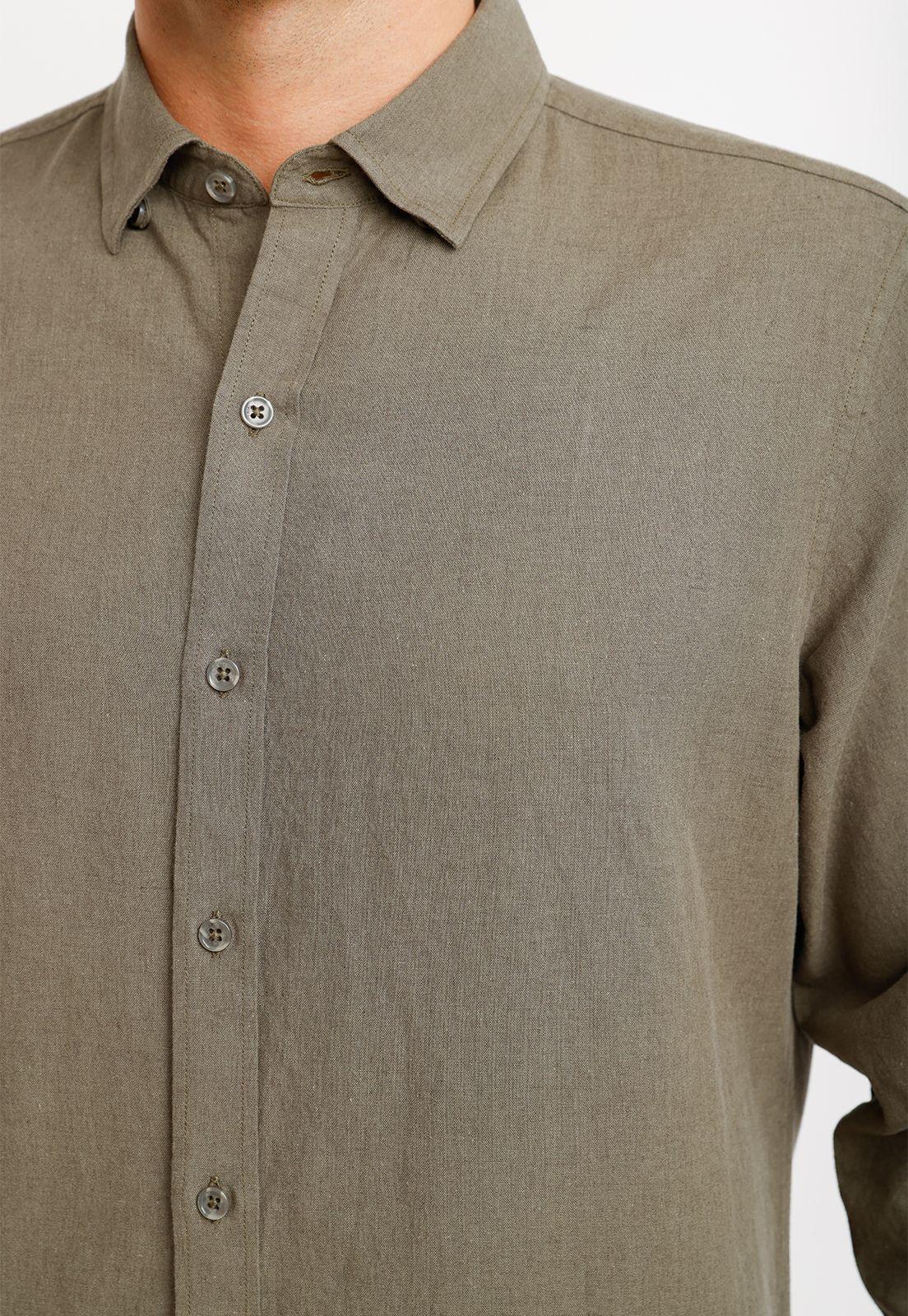 Camisa Lino Algodón Braulio Verde-6