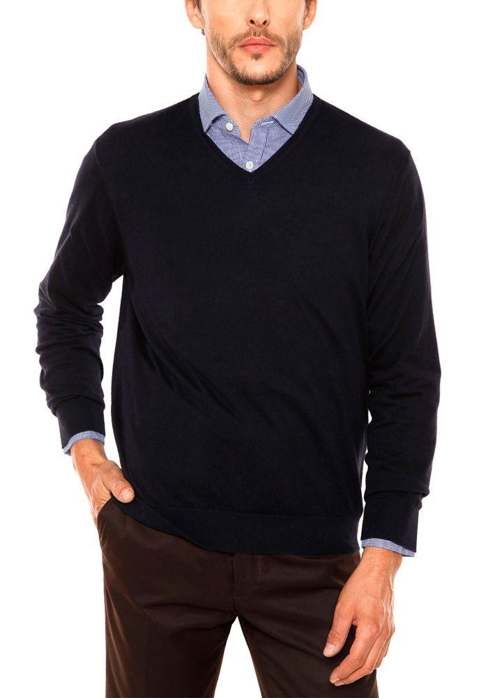 Sweater V Collar Negro-4