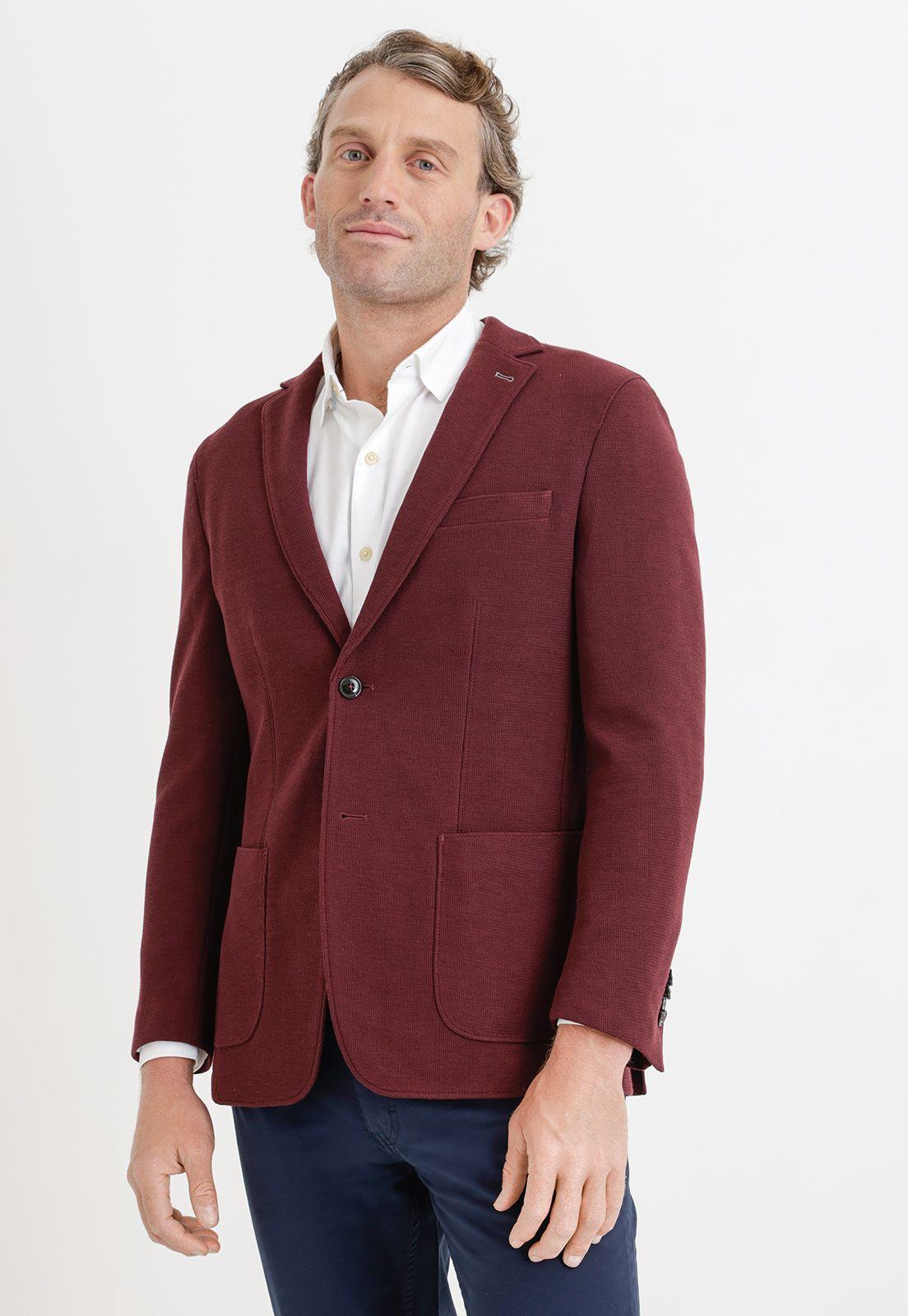 Chaqueta hombre tejida burdeo-0