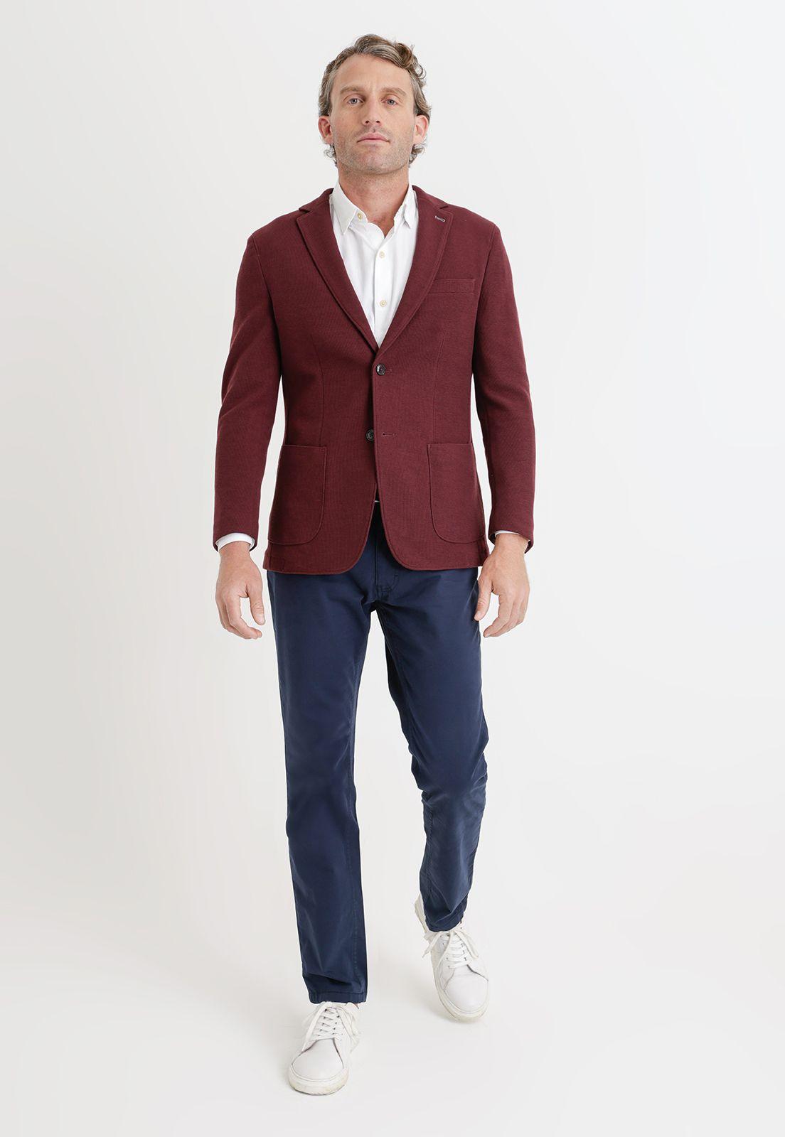 Chaqueta hombre tejida burdeo-3