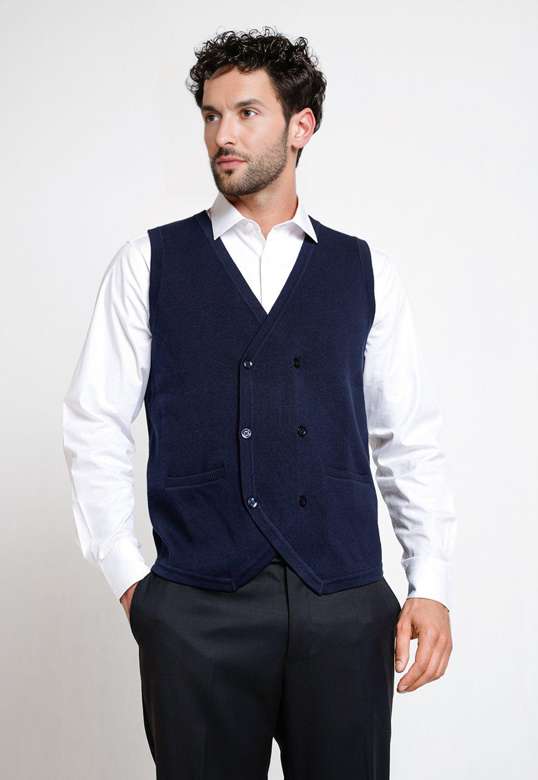 Gillet Tejido Hombre Formal Azul Marino-0