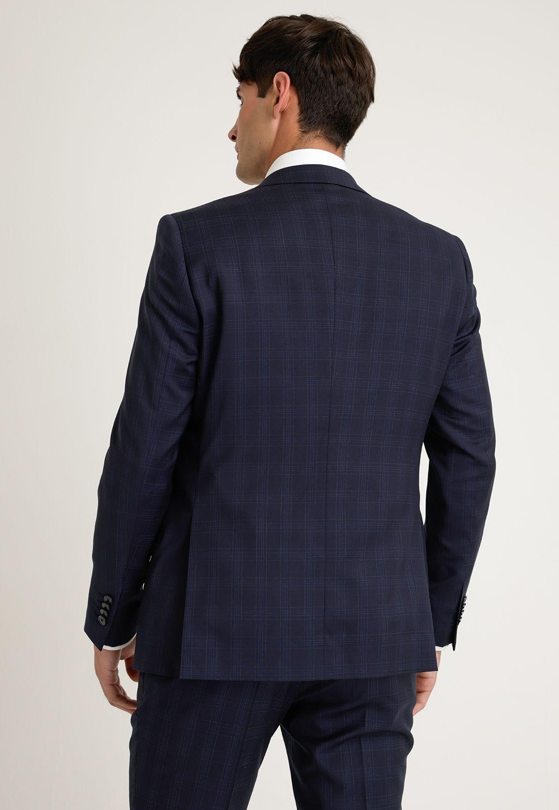 Traje Formal Lana Tela Cuadros Navy-2