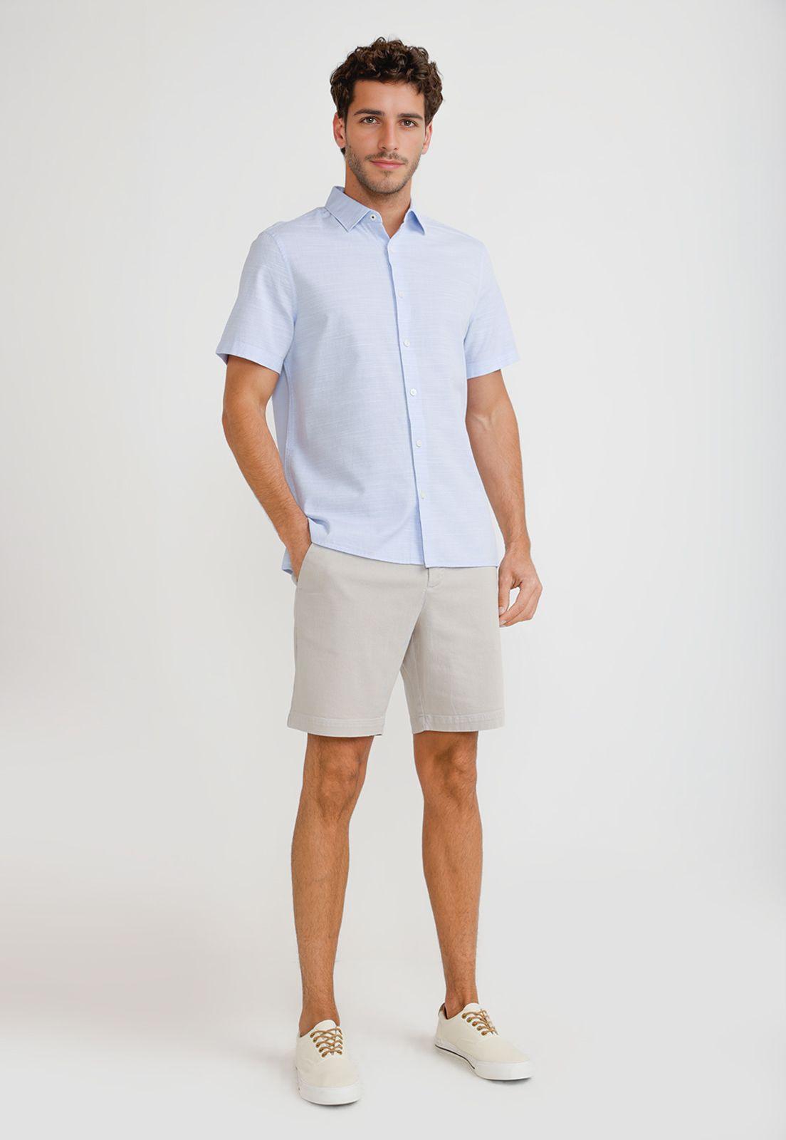 Camisa Hombre Manga Corta Algodón Celeste 4KSW7013-3