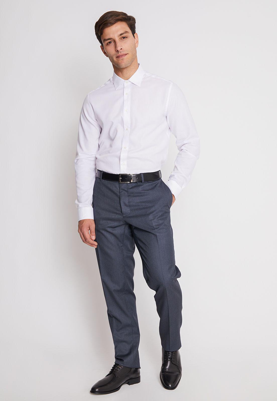 Camisa Formal Colección Slim Dobby Blanco-3