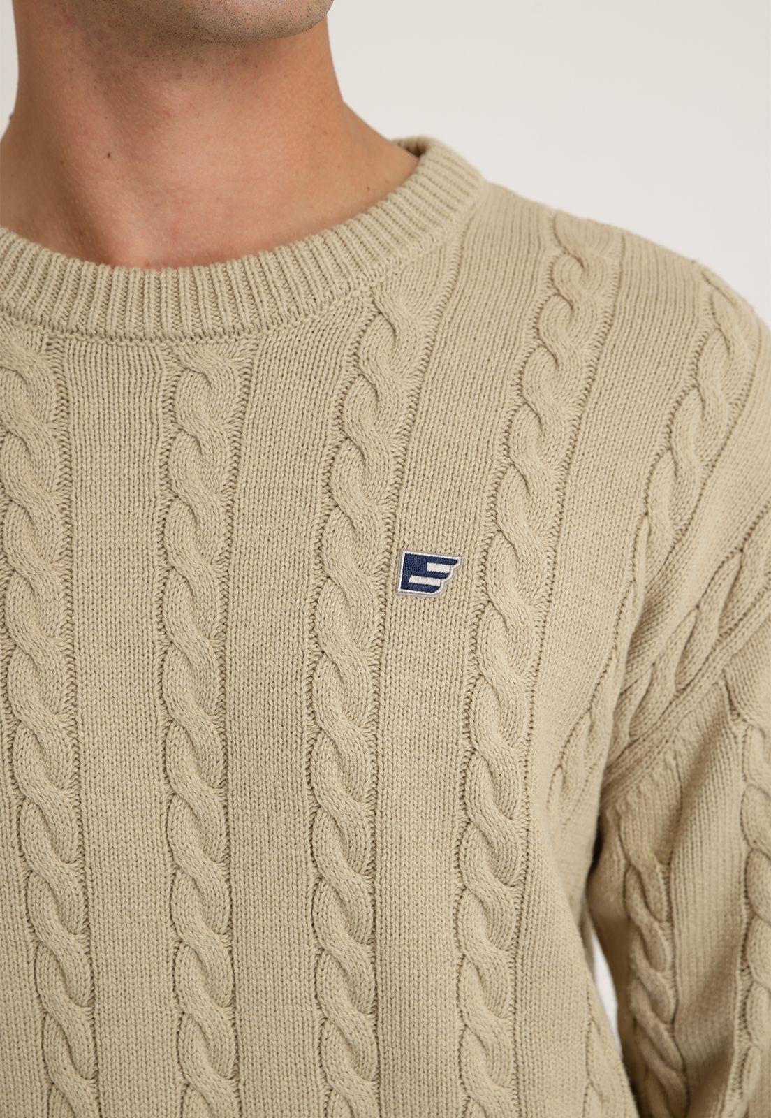 Sweater Hombre Cuello Redondo Beige-2