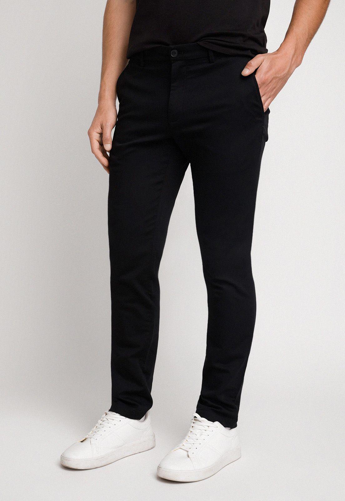 Pantalón Casual Liso Chino Negro-0