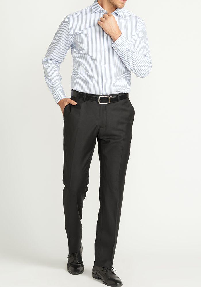 Pantalón hombre Formal Slim Fit Business Lana Azul marino -7