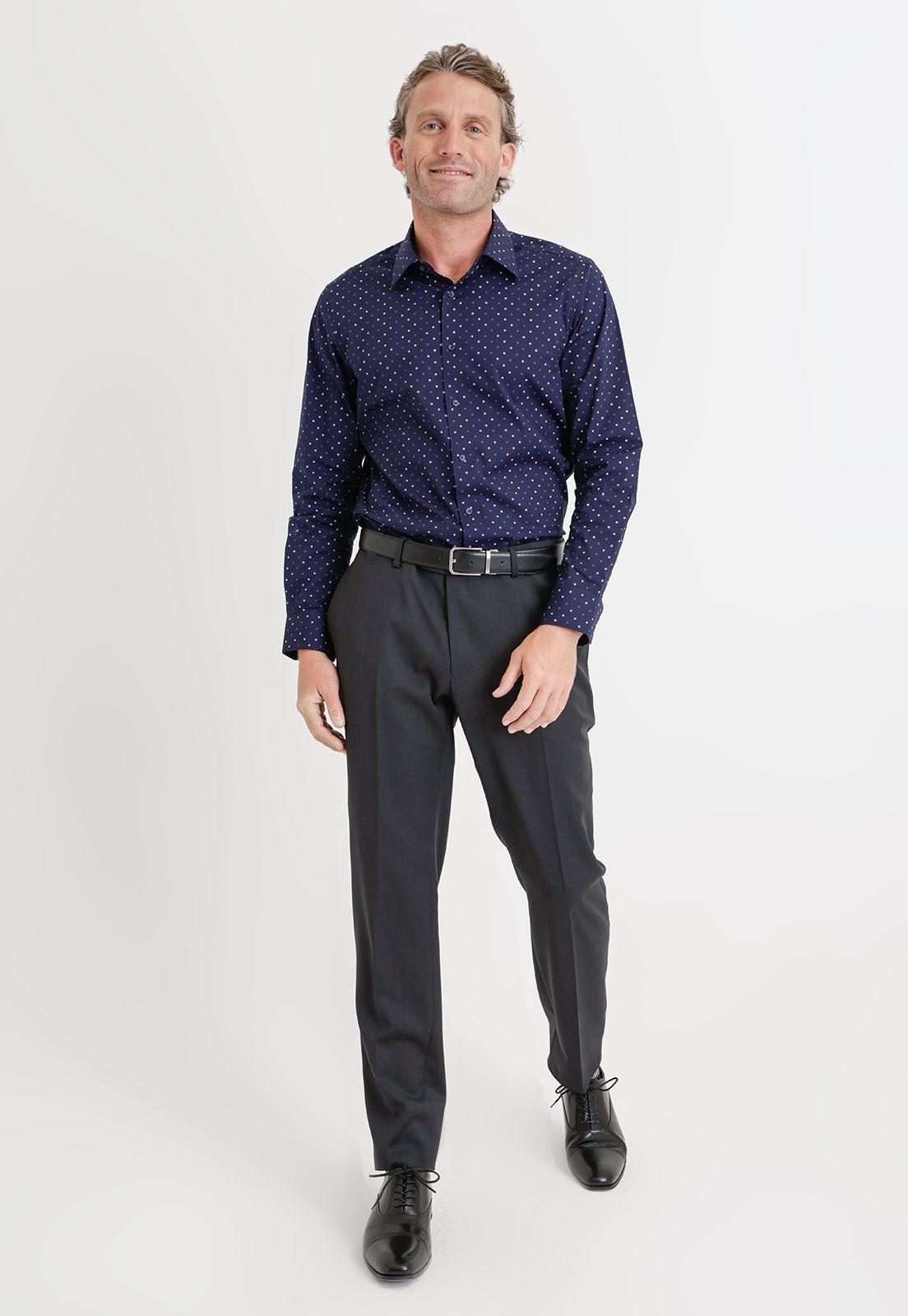 Camisa formal azul marino-3