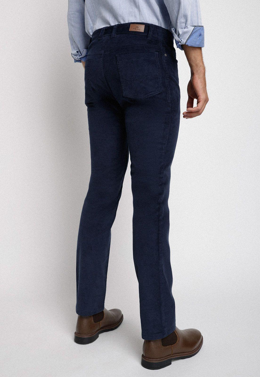 Pantalón cinco bolsillos de cotelé azul marino-1