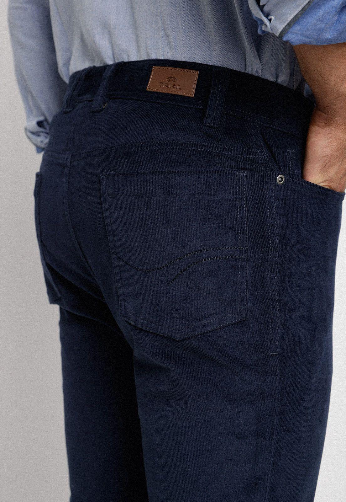 Pantalón cinco bolsillos de cotelé azul marino-2