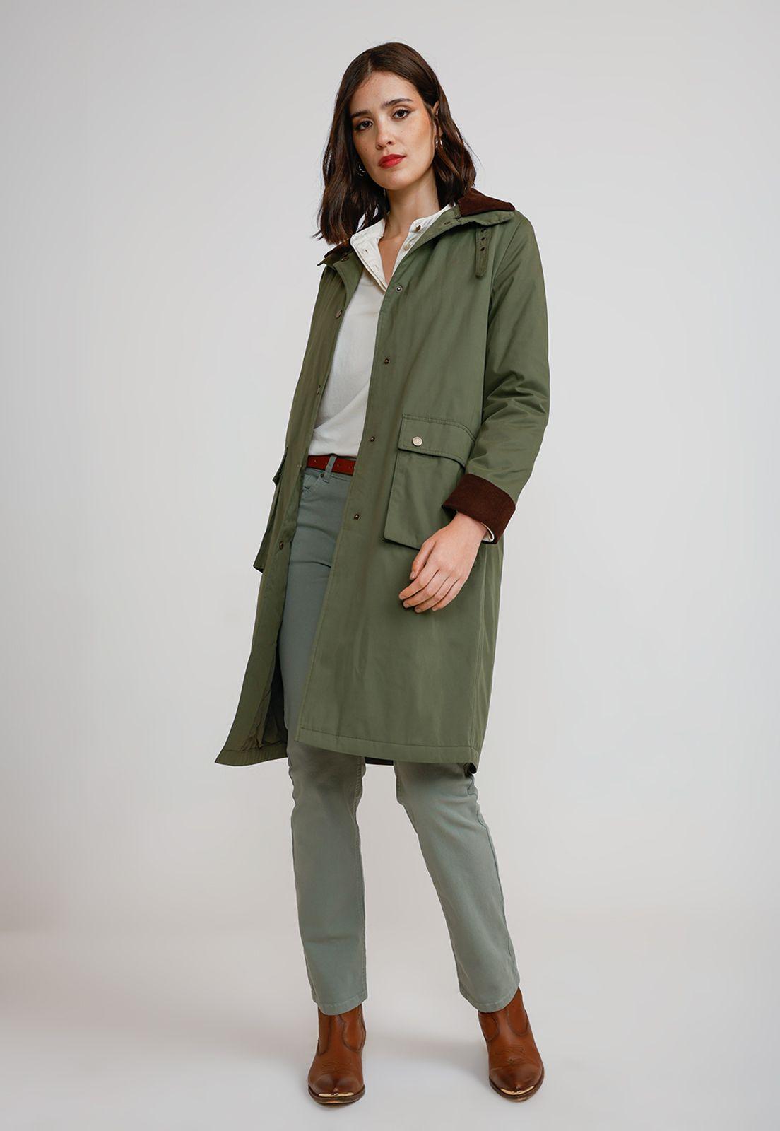 Parka Larga Mujer Algodón Y Poliéster Oliva-3