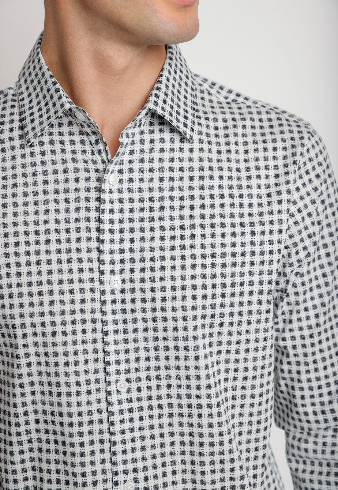 Camisa Hombre Stretch Estampada Blanco-2